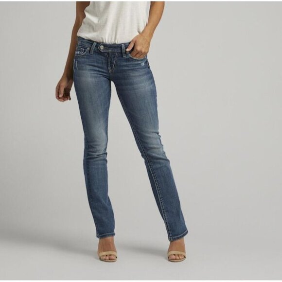 Silver Jeans Co. Tuesday Low Rise Slim Bootcut Jeans Stretch Indigo Size W30/L33 - Picture 1 of 15